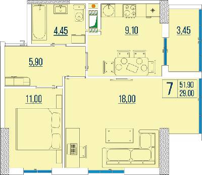 2-кімнатна 51.9 м² в ЖК Бульвар Акацій від 23 700 грн/м², Одеса