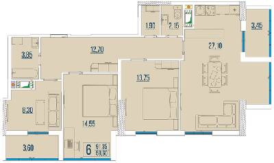 3-кімнатна 91.35 м² в ЖК Бульвар Акацій від 22 300 грн/м², Одеса