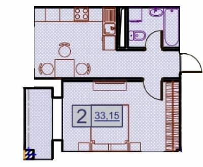 2-кімнатна 33.15 м² в ЖК Простір на Гераневій від 31 850 грн/м², Одеса