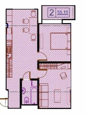 2-кімнатна 55.15 м² в ЖК Простір на Гераневій від 31 850 грн/м², Одеса