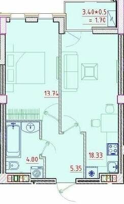 1-кімнатна 45.36 м² в ЖК Простір на Нєдєліна від 26 400 грн/м², Одеса