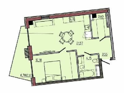 1-кімнатна 47.08 м² в ЖК Простір на 12-й Фонтана від 42 150 грн/м², Одеса