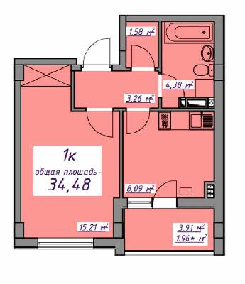 1-кімнатна 34.48 м² в ЖМ Сьоме Небо від 21 050 грн/м², смт Авангард