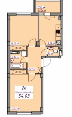 2-кімнатна 54.03 м² в ЖМ Сьоме Небо від 16 150 грн/м², смт Авангард