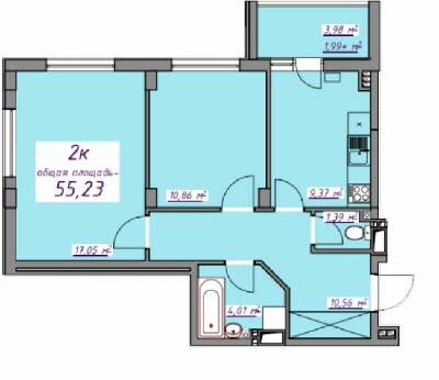 2-кімнатна 55.23 м² в ЖМ Сьоме Небо від 16 150 грн/м², смт Авангард