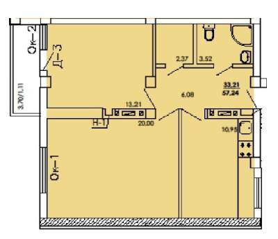 2-кімнатна 57.24 м² в ЖК Одеський двір від 12 950 грн/м², Одеса