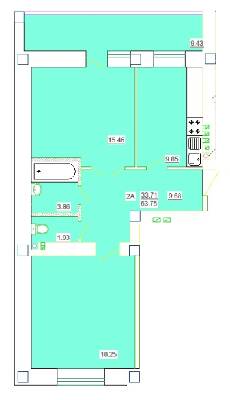 2-кімнатна 63.75 м² в ЖК Одеський двір від 15 600 грн/м², Одеса