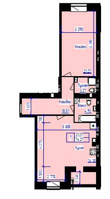 1-кімнатна 74.27 м² в ЖК Парус від 16 450 грн/м², м. Чорноморск