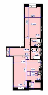 1-кімнатна 75.8 м² в ЖК Парус від 16 450 грн/м², м. Чорноморск