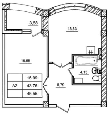 1-кімнатна 45.55 м² в ЖК Будинок біля моря від 18 400 грн/м², м. Южне