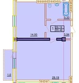 1-кімнатна 55.48 м² в КБ Пушкінський від 45 400 грн/м², Одеса
