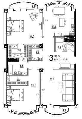 3-кімнатна 186.3 м² в КБ Biarritz від 53 800 грн/м², Одеса