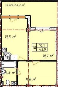 1-кімнатна 43.9 м² в ЖК Comfort Hall від 23 885 грн/м², Одеса