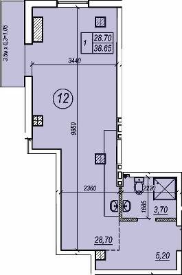 1-комнатная 38.65 м² в ЖК Apart Royal от 39 400 грн/м², Одесса