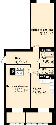 2-кімнатна 72.05 м² в ЖК Sea Town від 20 850 грн/м², Одеса