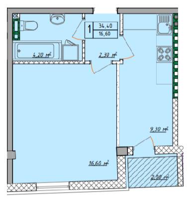 1-комнатная 34.4 м² в ЖК Рождественский от 31 950 грн/м², Одесса