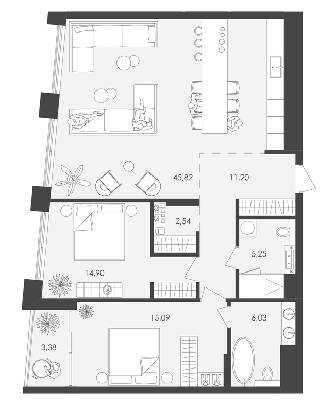 2-комнатная 102.52 м² в ЖК Avalon 37 от 58 050 грн/м², Львов