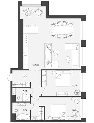 2-комнатная 104.19 м² в ЖК Avalon 37 от 58 000 грн/м², Львов