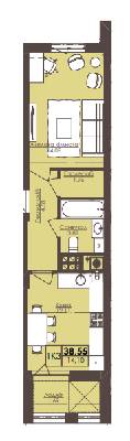 1-кімнатна 38.55 м² в ЖК Леополь Таун від забудовника, Львів