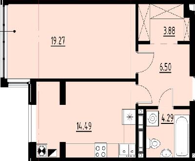 1-кімнатна 48.43 м² в ЖК Globus Comfort від забудовника, Львів