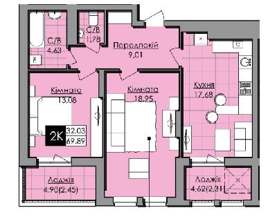 2-комнатная 69.89 м² в ЖК Lazur Sky от 16 500 грн/м², Львов