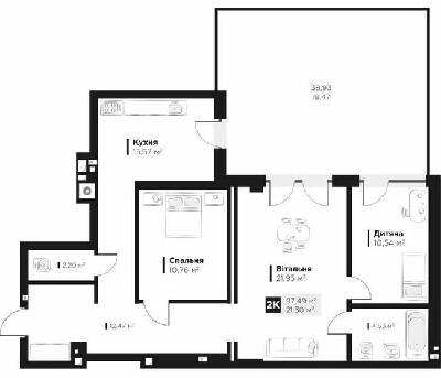 3-комнатная 97.49 м² в ЖК Hygge от 28 050 грн/м², Львов