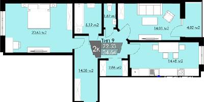 2-кімнатна 72.53 м² в ЖК Resident Hall від 20 150 грн/м², Львів