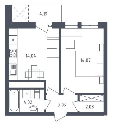 1-комнатная 38.19 м² в ЖК Малоголосківські пагорби от застройщика, Львов