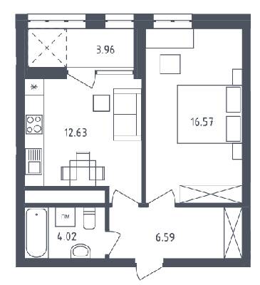 1-комнатная 43.42 м² в ЖК Малоголосківські пагорби от застройщика, Львов