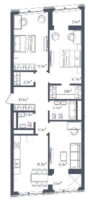 3-кімнатна 91.9 м² в ЖК Там Там від 18 000 грн/м², Львів