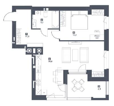 2-кімнатна 64.4 м² в ЖК S78 від 46 450 грн/м², Львів