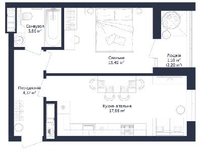 1-комнатная 40.48 м² в ЖК Viking Park от 22 150 грн/м², Львов