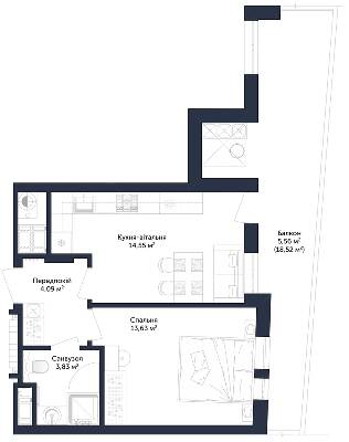 1-комнатная 41.66 м² в ЖК Viking Park от 29 900 грн/м², Львов