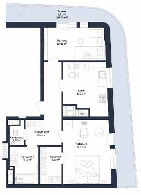 2-комнатная 73.93 м² в ЖК Viking Park от 31 050 грн/м², Львов