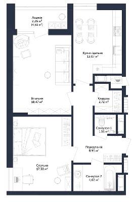 2-комнатная 69.06 м² в ЖК Viking Park от 31 050 грн/м², Львов