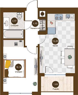 1-комнатная 38.45 м² в ЖК Пасечный от застройщика, Львов