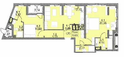 2-комнатная 72.11 м² в ЖК Яркий Львов от 19 000 грн/м², Львов