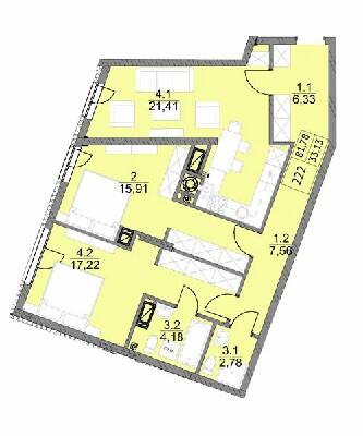 2-комнатная 81.78 м² в ЖК Яркий Львов от 20 900 грн/м², Львов