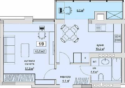 1-кімнатна 43.8 м² в ЖК Grand Village від 17 500 грн/м², с. Сокільники