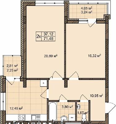 2-комнатная 71.48 м² в ЖК ул. Пасечная, 25А от 36 700 грн/м², Львов