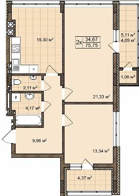 2-комнатная 75.75 м² в ЖК ул. Пасечная, 25А от 26 550 грн/м², Львов