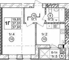 1-комнатная 37.91 м² в ЖК Галицкая Брама от 17 000 грн/м², с. Давыдов