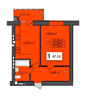1-комнатная 47.15 м² в ЖК Соседи от 18 200 грн/м², г. Винники