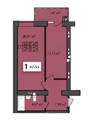 1-комнатная 47.53 м² в ЖК Соседи от 18 200 грн/м², г. Винники