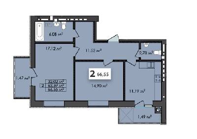 2-комнатная 66.55 м² в ЖК Соседи от 18 000 грн/м², г. Винники