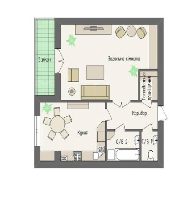 1-комнатная 58.52 м² в ЖК Краковский от 30 750 грн/м², Львов