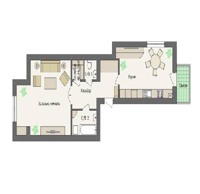 1-комнатная 63.28 м² в ЖК Краковский от 30 400 грн/м², Львов