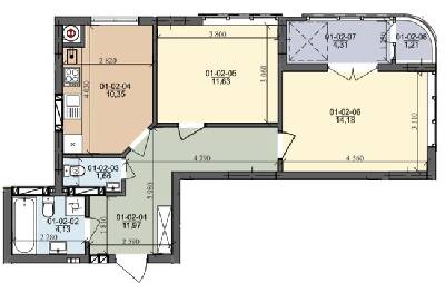2-комнатная 58.59 м² в ЖК на ул. Трускавецкая от 18 000 грн/м², с. Сокольники