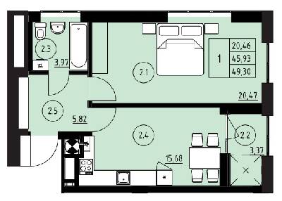 1-комнатная 49.3 м² в ЖК ул. Навроцкого, 31 от 19 550 грн/м², Львов