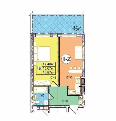 1-кімнатна 49.87 м² в ЖК на вул. Перфецького від 25 150 грн/м², Львів
